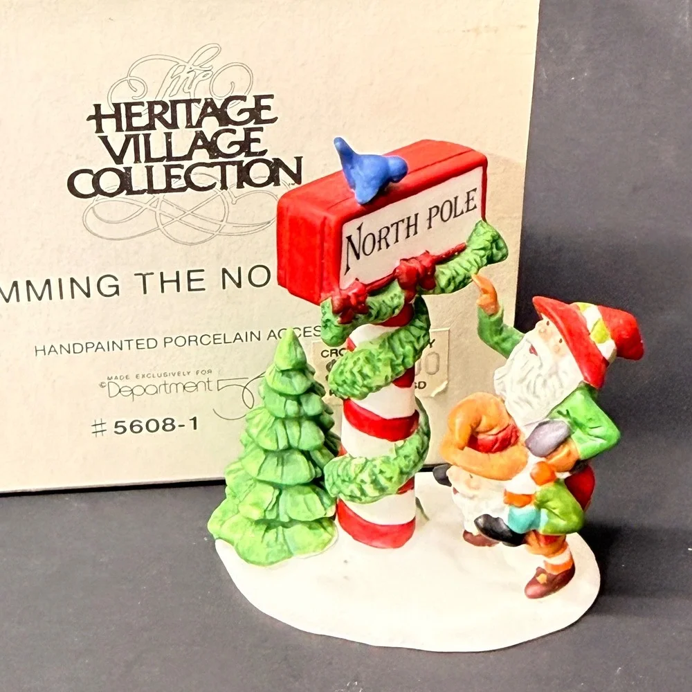 Dept 56 Heritage Village Trimming The North Pole Porcelain Figurine 5608-1